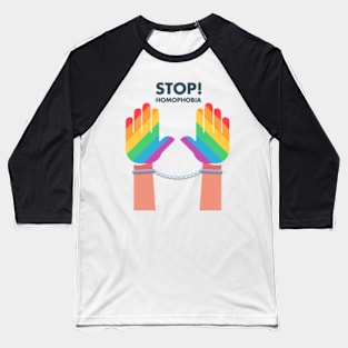 Stop Homophobia Tied Hands With Chain Lgbt Protest Baseball T-Shirt